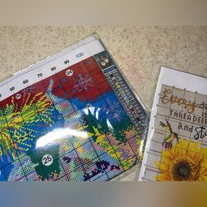 Colorful Cross Stitch Kit with Sunflower and Nome all new all supplies needed.